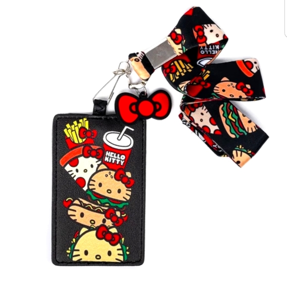 Hello Kitty Snacks Lanyard and Cardholder - Picture 1 of 2